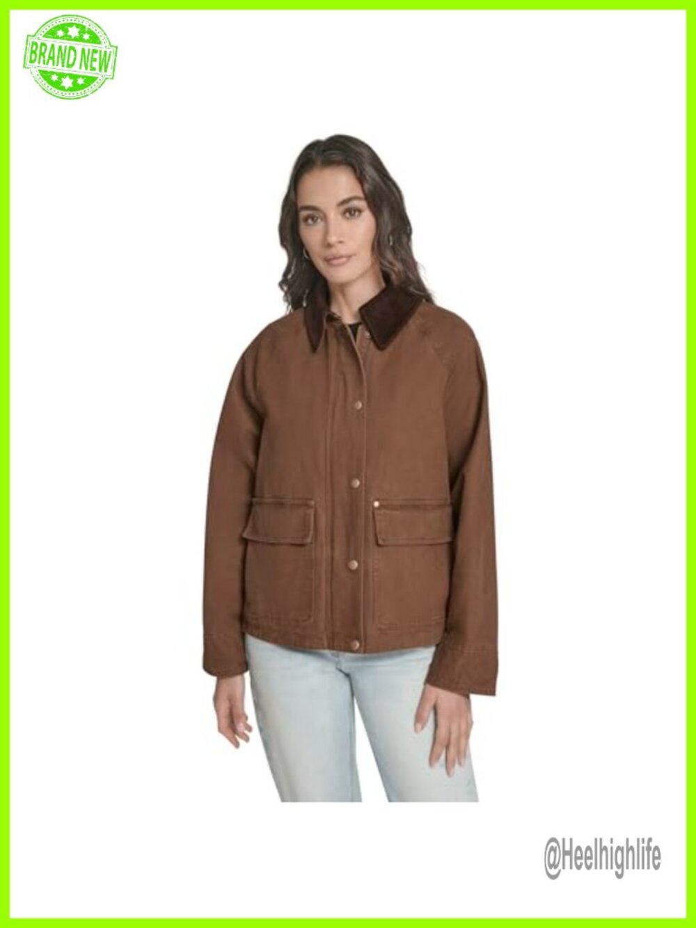Levi's Women's Short Cotton Barn Jacket, Corduroy Collar, Snap Pockets